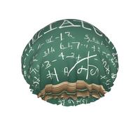 Formulas Shapes Theory Math Lesson Word -Print Extra Large Waterproof Shower Cap-Double Layer Protection For Long/Curly Hair - Reusable & Travel Friendly.