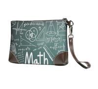 Formulas Shapes Theory Math Lesson Word Print Leather clutch cowhide Wristlet Organizer Bag for Evening Events Date Nights Wedding