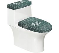 Formulas Shapes Theory Math Lesson Word Print Stretch Toilet Covers Set, Polyester Covers Replacement For Fits Most Size Lids Bathroom Decor