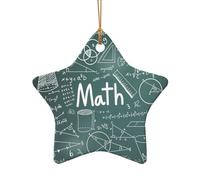 Formulas Shapes Theory Math Lesson Word Print Tree Ceramic Hanging Decor, Christmas Ceramic Star Heart Pendant For Xmas Tree Festive Setup