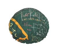 Formulas Shapes Theory Math Lesson Word Printed Double-Layer Waterproof Shower Cap - Reusable Spa & Face Mask Bathing Hat for Travel, Home Care & Beauty Routine