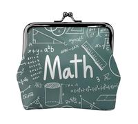 Formulas Shapes Theory Math Lesson Word Printed Faux Leather Coin Purse Vintage Kiss Lock Change Wallet for Women Card Cash Organizer