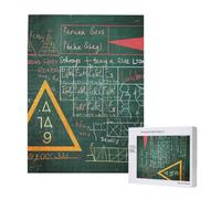 Formulas Shapes Theory Math Lesson Word Printed Jigsaw Puzzle with Storage Box, Wooden Puzzle for Adults and Kids, 500 Pieces Family Fun Decorative Game
