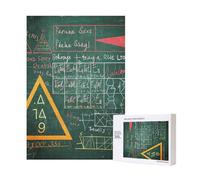 Formulas Shapes Theory Math Lesson Word Printed Jigsaw Puzzle with Storage Box, Wooden Puzzle for Adults and Kids, 300 Pieces Family Fun Decorative Game, 28x40 CM