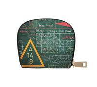 Formulas Shapes Theory Math Lesson Word Printed Leather Half Circle Card Wallet Zipper Card Case Holder, Compact Stylish for Men and Women