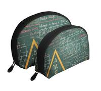 Formulas Shapes Theory Math Lesson Word Printed Makeup Bags 2-Piece Portable Shell Travel Toiletry Bag Cosmetic Organizer Bag for Women