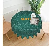 Formulas Shapes Theory Math Lesson Word Printed Round Tablecloth Waterproof Wrinkle Resistant Table Cloth Washable Decorative Table Cover for Kitchen Picnic Party Indoor Outdoor Use