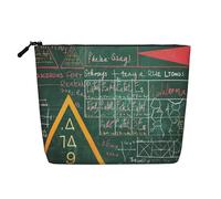 Formulas Shapes Theory Math Lesson Word Printed Travel Makeup Bag Imitation Linen Cosmetic Bags Waterproof Cosmetic Case Organizer for Women
