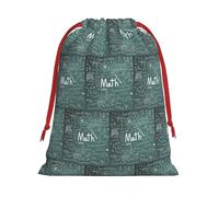 Formulas Shapes Theory Math Lesson Word Printing Drawstring Gift Bag With Red Ribbon Soft Stylish For Christmas Halloween Fits Card Candies