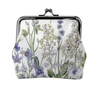 Formulas Shapes Theory Math Lesson Word Prints Coin Purses with Kiss-lock, PU Leather Mini Pouch Change Wallet for Men Women, Flowering Herbs And Herbaceous Plants, One Size, Fashion