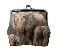 Formulas Shapes Theory Math Lesson Word Prints Coin Purses with Kiss-lock, PU Leather Mini Pouch Change Wallet for Men Women, Elephant Family1, One Size, Fashion