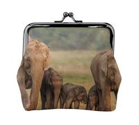 Formulas Shapes Theory Math Lesson Word Prints Coin Purses with Kiss-lock, PU Leather Mini Pouch Change Wallet for Men Women, Elephant Family2, One Size, Fashion