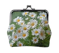 Formulas Shapes Theory Math Lesson Word Prints Coin Purses with Kiss-lock, PU Leather Mini Pouch Change Wallet for Men Women, Floral Flowers Daisies, One size