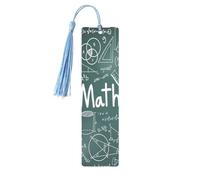 Formulas Shapes Theory Math Lesson Word Tassel Bookmarks Set for Women, 5 Pc Wooden Book Study Supplies Accessories for Reading