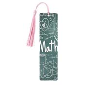 Formulas Shapes Theory Math Lesson Word Tassel Bookmarks Set for Women, 5 Pc Wooden Book Study Supplies Accessories for Reading