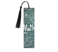 Formulas Shapes Theory Math Lesson Word Tassel Bookmarks Set for Women, 5 Pc Wooden Book Study Supplies Accessories for Reading