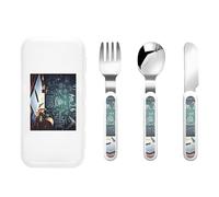 Formulas Shapes Theory Math Lesson Word Three-Piece Set of Children's Cutlery-Safe and Durable Plastic Pp+430 Stainless Steel, Suitable for Kindergartens, Picnics, Birthday Parties and Other Scenes.