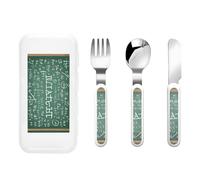 Formulas Shapes Theory Math Lesson Word Three-Piece Set of Children's Cutlery-Safe and Durable Plastic Pp+430 Stainless Steel, Suitable for Kindergartens, Picnics, Birthday Parties and Other Scenes.