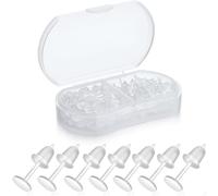 Formulen 5mm Clear Plastic Earring Studs, 100 Pieces, Clear Silicone Rubber Earrings for Sports, DIY, Jewelry Making