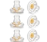 Formulen Silicone Earring Backs, 6pcs 18K Gold Silicone Earring Backs Replacements, Locking Earring Backs for Studs/Droopy Heavy Earring, Hypoallergenic Soft Clear Earring Backs for Adults&Kids Gold
