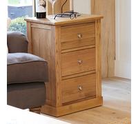 fornatic wooden lamp table in mobel oak with 3 drawers
