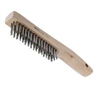 Forney 70520 Wire Scratch Brush, Stainless Steel with Wood Shoe Handle, 10-1/4-Inch-by-.013-Inch