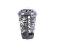 Fornord Circular Round Plastic Laundry Linen Basket Bin with Lid (Grey)