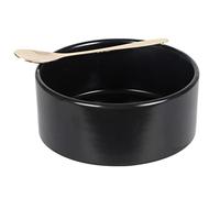 Fornord Tapas Dish Bowl Ceramic with Spoon Spanish Tapas Snack Appetizer Serving Bowl Olive Sauce Dip Relish Side Dish Seasoning Condiment Dipping, Round, Black (Straight Wall)
