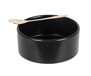 Fornord Tapas Dish Bowl Ceramic with Spoon Spanish Tapas Snack Appetizer Serving Bowl Olive Sauce Dip Relish Side Dish Seasoning Condiment Dipping, Round, Black (Straight Wall)