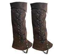 FORNYIN Pirate Boots Covers Medieval Renaissance Steampunk Boots Covers Tops with Studs for Halloween Costume, Brown, One size