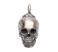Forobb Skull Pendant Charm for Necklace Bracelet 925 Sterling Silver Handcrafted Gothic Rock Punk Diablo Biker Retro Matte [Heptagram 60086] - L