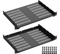 ForoGore 2 Pack 12" 1U Server Rack Shelf Universal Vented Rack Mount | Cantilever Tray for 19" Network Equipment Rack & Cabinet Network Rack Shelf Rack Mount Shelf