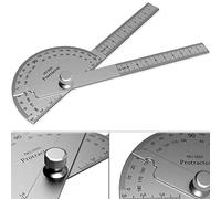 ForoGore Stainless Steel Protractor, 180 Degrees Two Arm Ruler, Adjustable Angle Protractor Woodworking Ruler Craftsman Angle Measure Tool (10 cm/ 3.94 Inch)