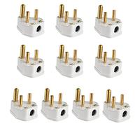 FOROREH 10Pcs 5A Pin Plugs, 3-Pin Mains Plug Adaptor, White 3 Pin Lighting Plugs for Stage Lighting Lamp, Flood Lights, Spotlights, Landscape Lights