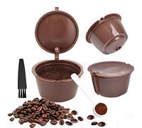 FOROREH 3Pcs Dolce Gusto Coffee Reusable Refillable Pods, Dolce Gusto Machines Coffee Pod Reusable Coffee Capsule for Dolce Gusto with 1 Plastic Spoon and 1 Cleaning Brush