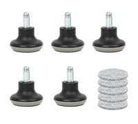 FOROREH 5PCS Glide Castors, Black Office Chair Swivel Caster Wheels, 2 Inch Bell Glides Replacement Office Chair Wheels Stopper with Felt Pads for Furniture, Floor Chair and High Profile Stool