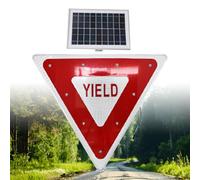forplubossmmp 27.56-Inch Luminous Yield Sign, Aluminum Flashing Led Yield Sign With Solar-Powered Flashing Led Light - High Visibility Day And Night, Ip65 Waterproof Rating
