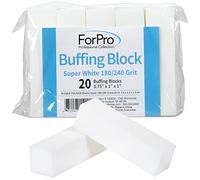ForPro Buffing Block, Super White, 180/240 Grit, Four-Sided Manicure and Pedicure Nail Buffer, 3.75” L x 1” W x 1” H, 20-Count