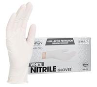 ForPro Disposable Nitrile Gloves, Chemical Resistant, Powder-Free, Latex-Free, Non-Sterile, Food Safe, 4 Mil, White, Small, 100-Count