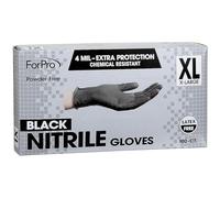 ForPro Disposable Nitrile Gloves, Chemical Resistant, Powder-Free, Latex-Free, Non-Sterile, Food Safe, 4 Mil, Black, X-Large, 100-Count
