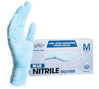 ForPro Disposable Nitrile Gloves, Chemical Resistant, Powder-Free, Latex-Free, Non-Sterile, Food Safe, 4 Mil, Blue, Medium, 100-Count