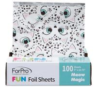 ForPro FUN Meow Magic 5" Foil Sheets, Aluminum Foil, Pop-Up Foil Dispenser, Hair Foils for Color Application and Highlighting Services, Food Safe, 5” W x 10.75” L, 100-Count