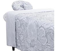 ForPro Premium Designer Microfiber 3-Piece Massage Sheet Set, Island Tranquility, Ultra-Light, Stain and Wrinkle-Resistant, Includes Massage Flat Sheet, Fitted Sheet and Face Rest Cover, White