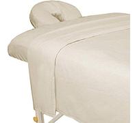 ForPro Premium Flannel 3-Piece Massage Sheet Set for Massage Tables, Includes Flat, Fitted Sheet, and Fitted Face Rest Cover, Natural
