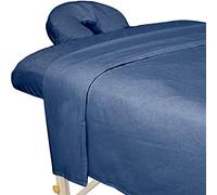 ForPro Premium Flannel 3-Piece Massage Sheet Set, Ocean Blue