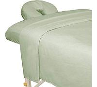 ForPro Premium Flannel 3-Piece Massage Sheet Set, Sage, for Massage Tables, Includes Massage Flat Sheet, Massage Fitted Sheet, and Massage Fitted Face Rest Cover