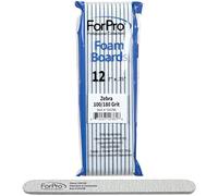 ForPro Professional Collection Nail Foam Boards, Zebra, 100/180 Grit, Double-Sided Manicure and Pedicure Nail Files, 7” L x .75” W, 12-Count