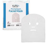 ForPro Professional Collection Precut Gauze Facial Mask, 100% Cotton Gauze, for High Frequency Facial Treatments and Masks, 100-Count
