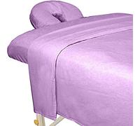 ForPro Professional Collection Premium Flannel 3-Piece Massage Sheet Set, Lavender, Includes Massage Flat Sheet, Fitted Sheet, Face Rest Cover