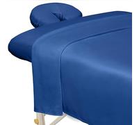 ForPro Professional Collection Premium Microfiber 3-Piece Massage Sheet Set, Ocean Blue, Ultra-Light, Stain, and Wrinkle-Resistant, Includes Flat, Fitted Sheet and Massage Face Rest Cover